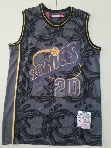 NBA 20 Payton Sonics Year of the Rat Limited Edition Maillot brodé